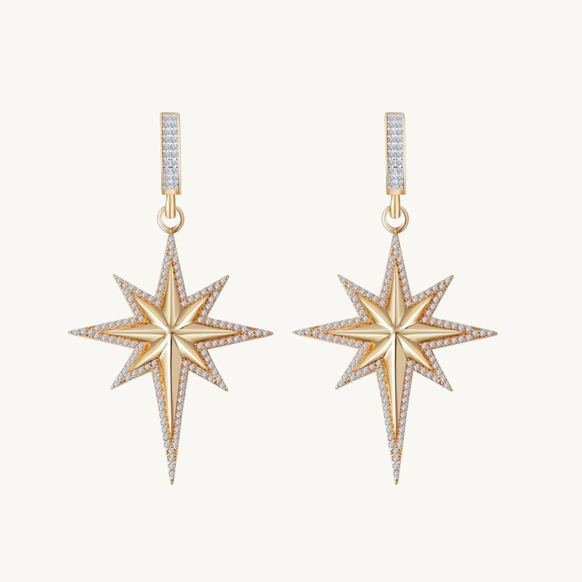 Ema Taşlı Kuzey Yıldızı Sallantılı Altın Küpe