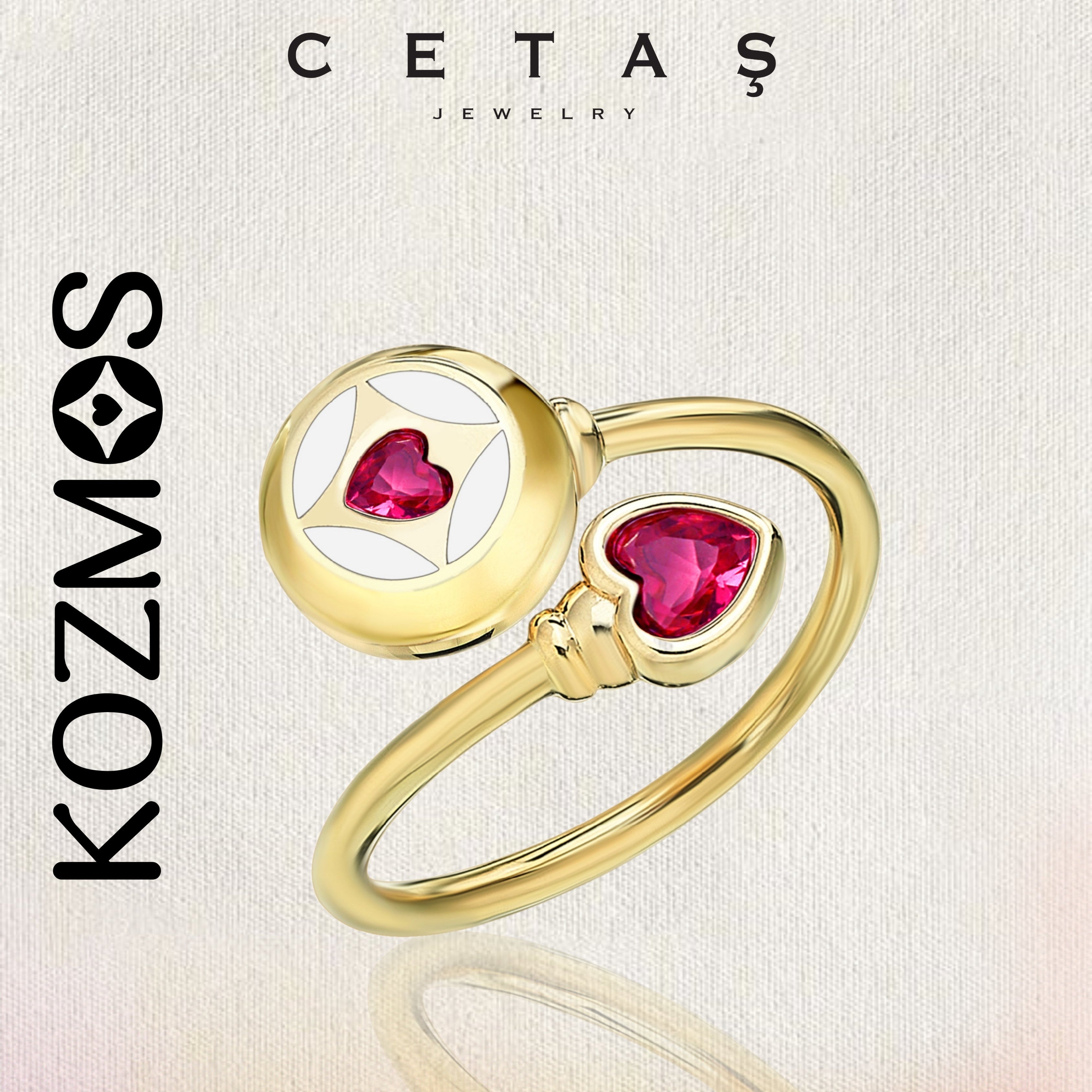 Cetaş Kozmos Yüzük Çift Taşlı Yüzük