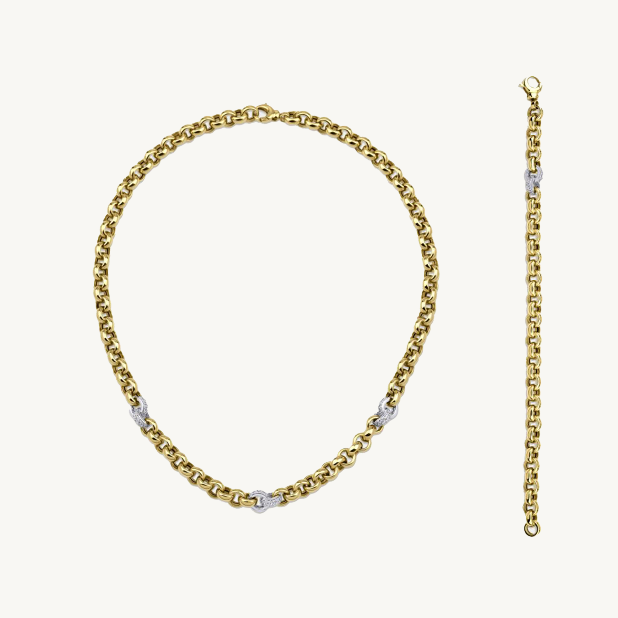 Regold Taşlı Yuvarlak Halkalı Zincir Set