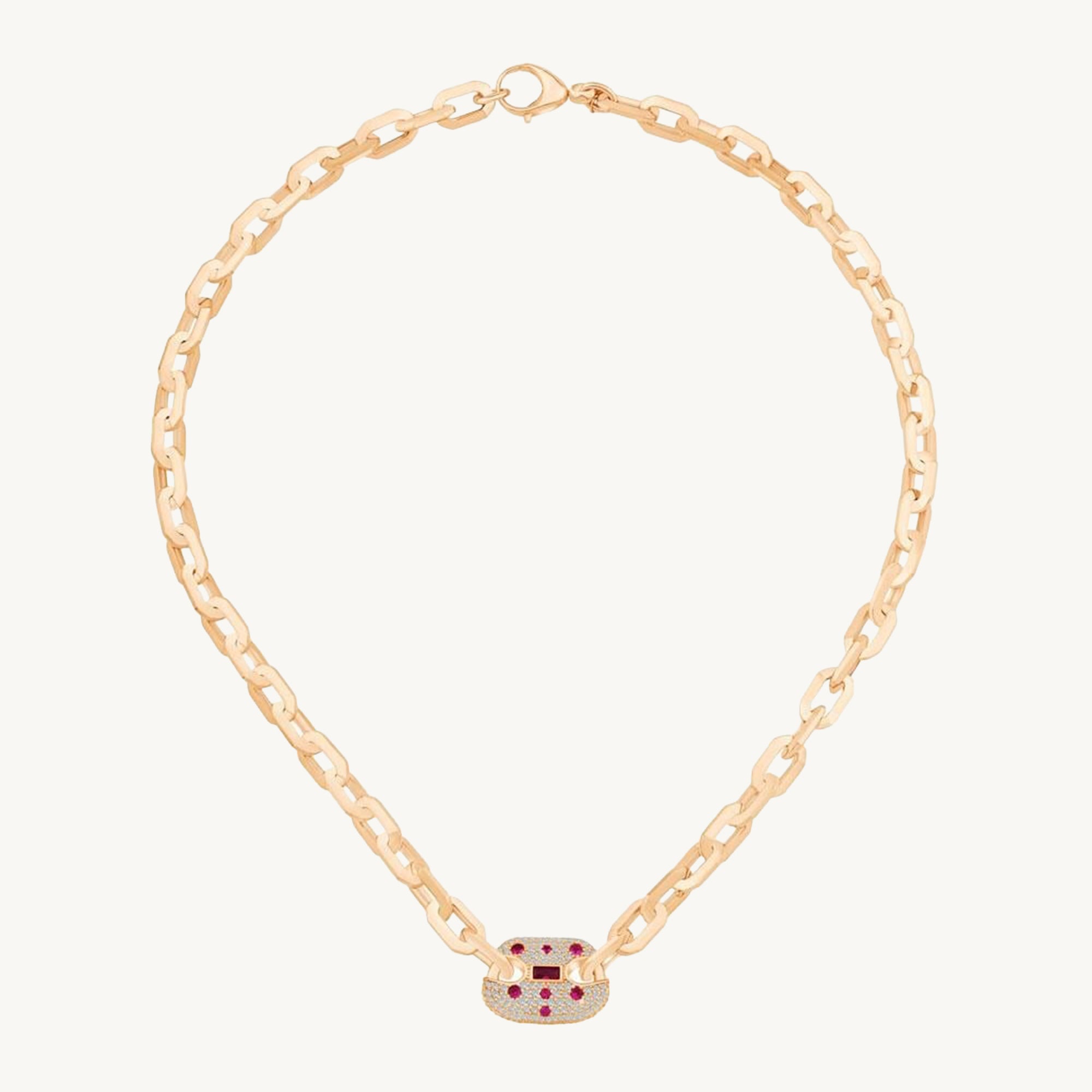 Ema Kırmızı Taşlı Tasarım Zincir
