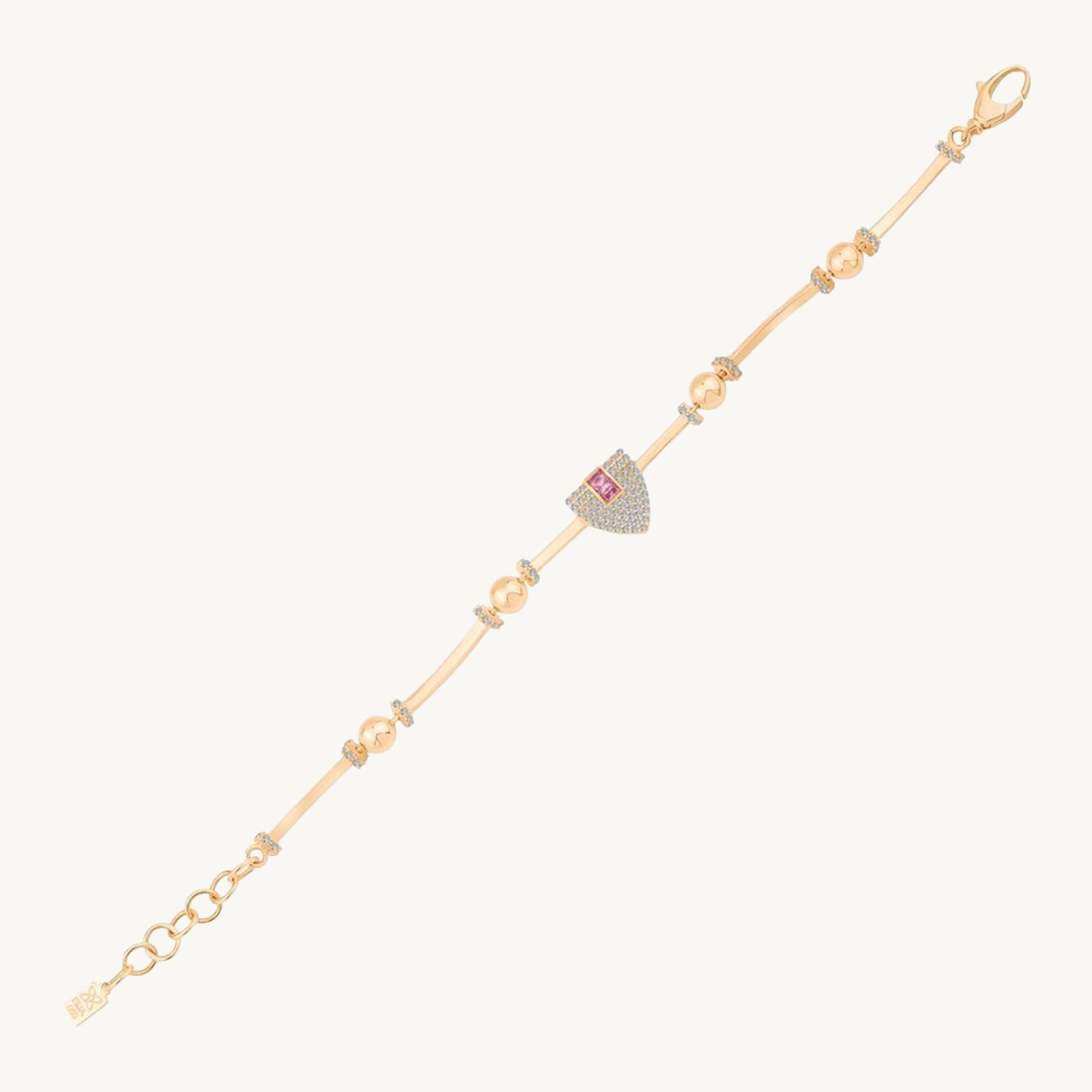 Ema Pembe Baget Taşlı Silindir Bileklik