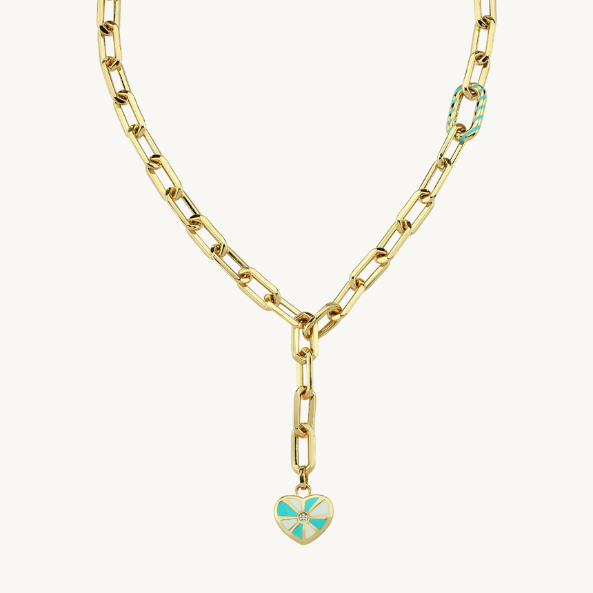 Cetaş Eterna Kalp Mavi-Beyaz Mineli Kolye