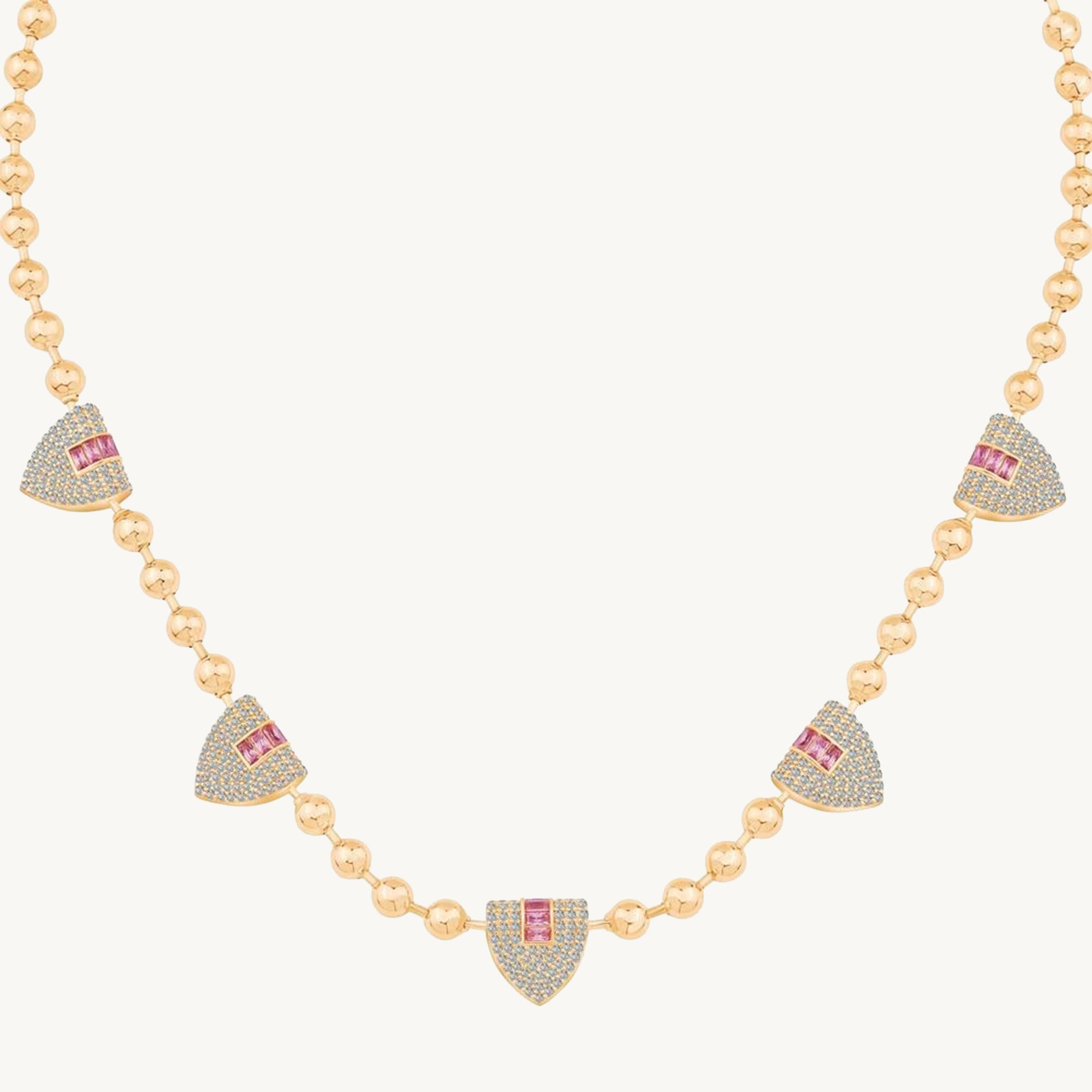 Ema Pembe Taşlı Baget Silindir Kolye