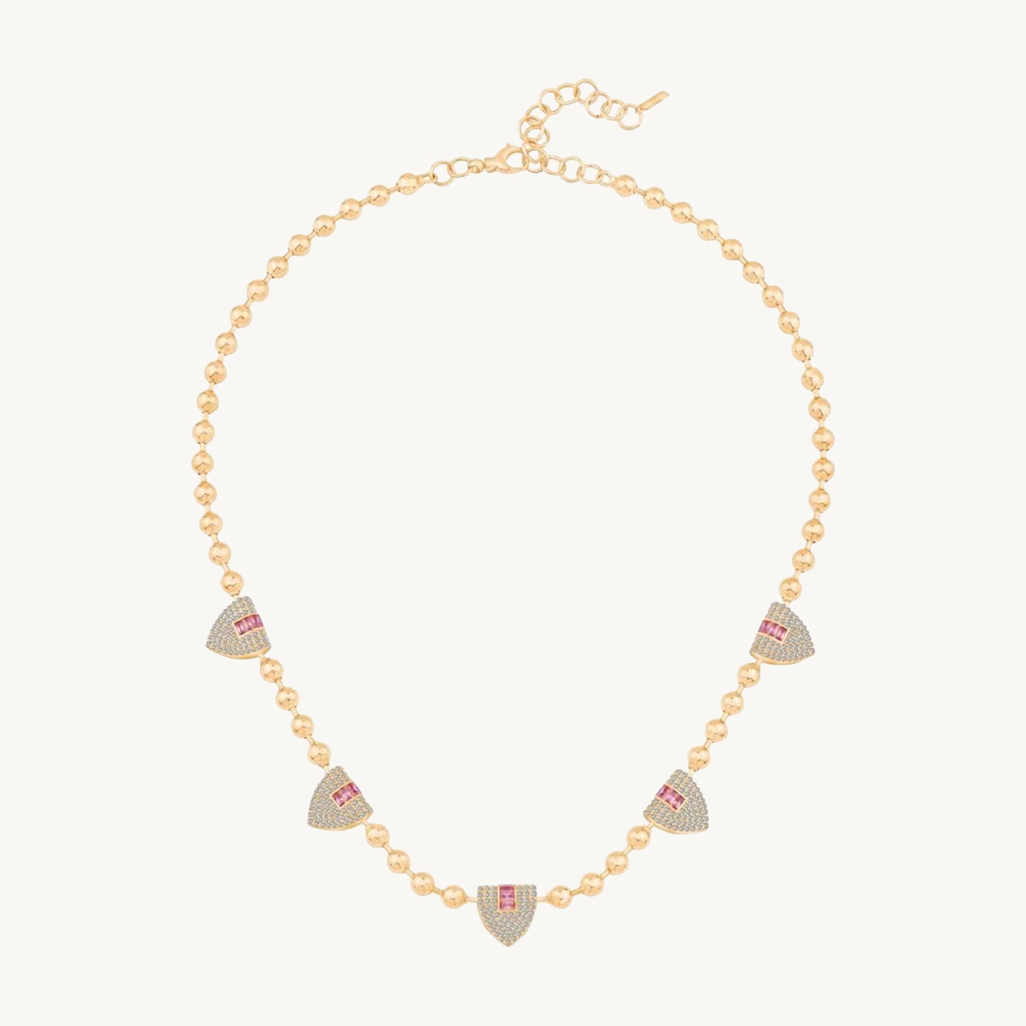 Ema Pembe Taşlı Baget Silindir Kolye