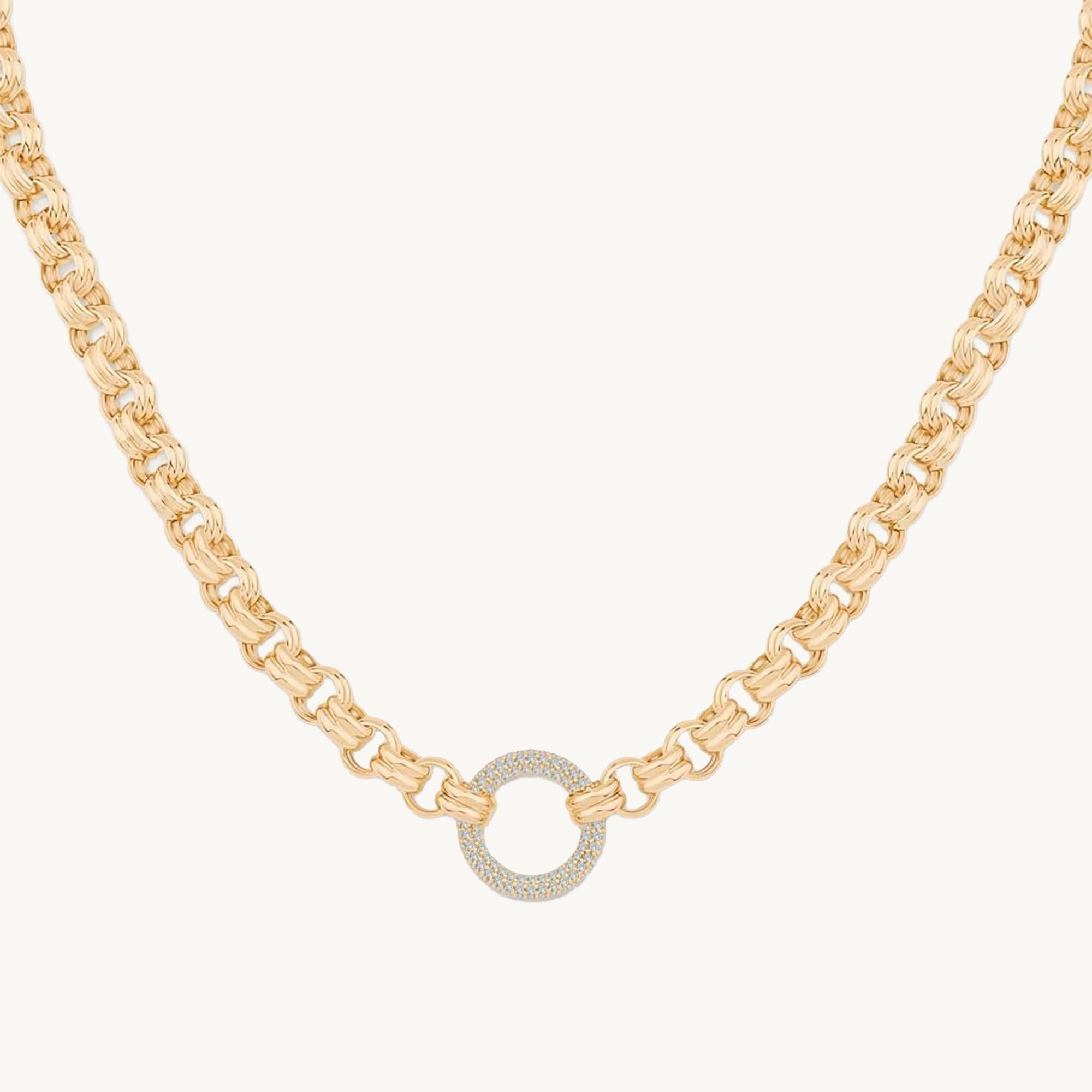 Ema Taşlı Halka Zincir Kolye