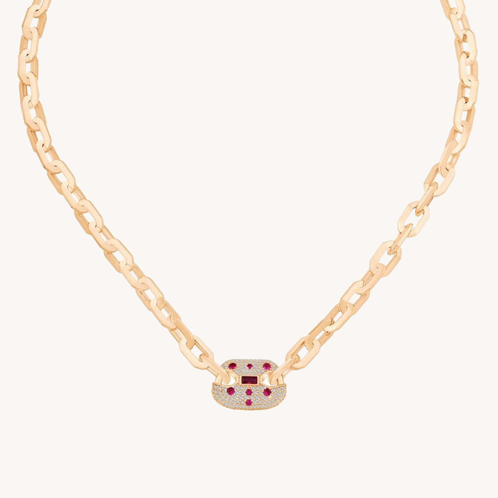 Ema Kırmızı Taşlı Tasarım Zincir