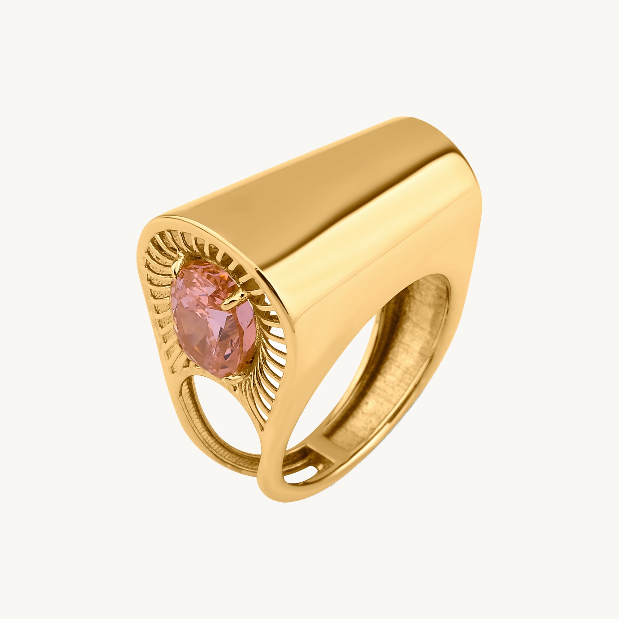 Regold Electra Pembe Taşlı Altın Yüzük