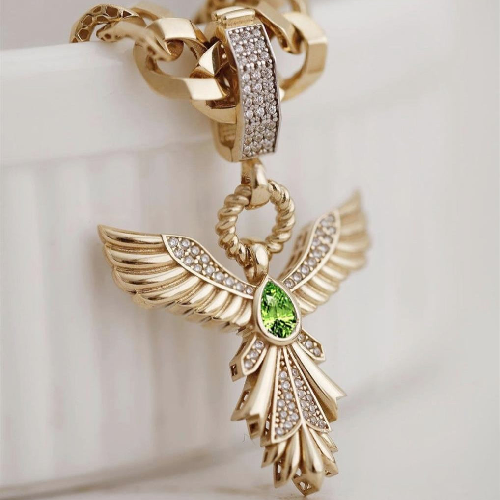 Taşlı Anka Kuşu Kolye Ucu Charm